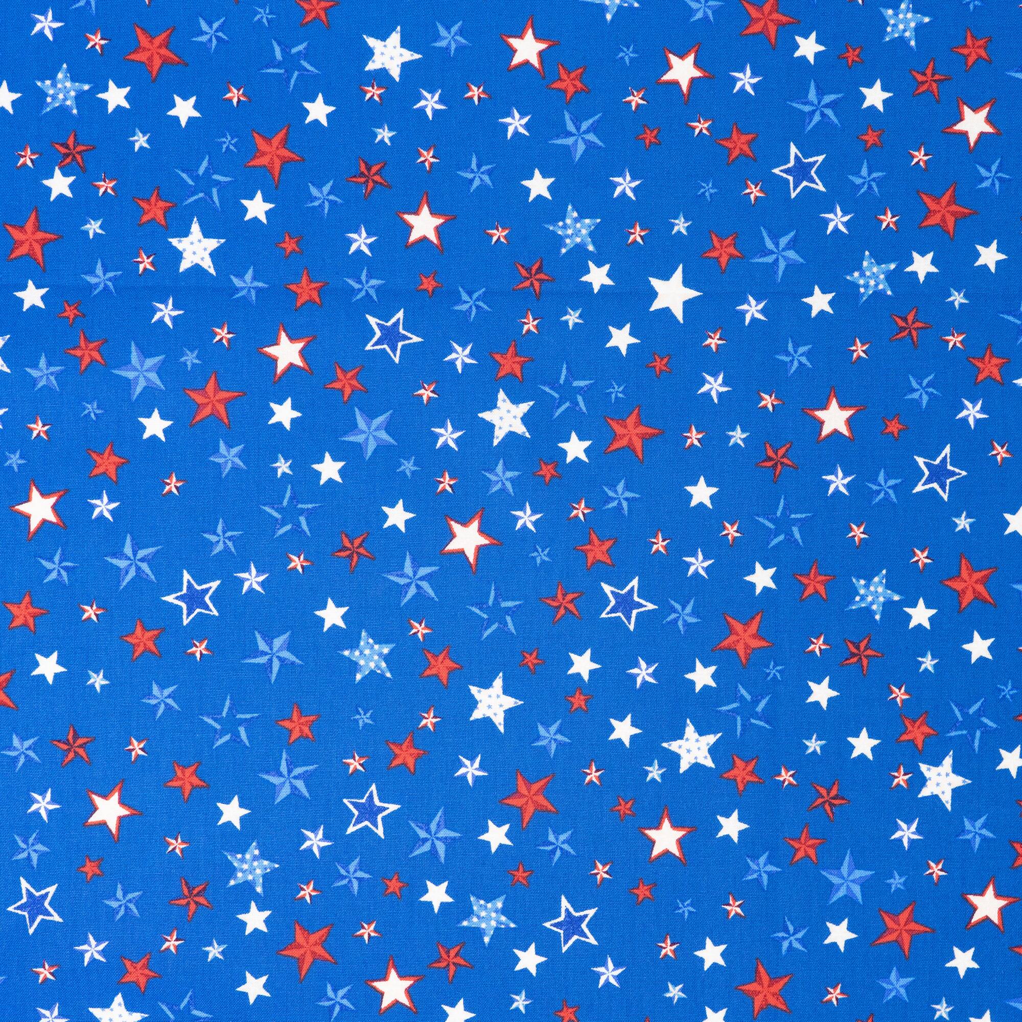 SINGER Red, White & Blue Scattered Stars Cotton Fabric